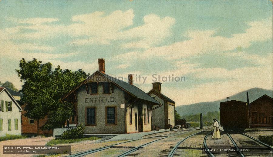 Postcard: Railroad Station, Enfield, Massachusetts